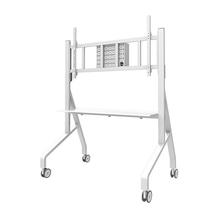 Neomounts FL50-575WH1 MOVE Go XL Rollwagen - Soporte/Carro TV Móvil con Ruedas para Pantallas de 65" a 115" (292 cm), Carga 125 kg, Color Blanco