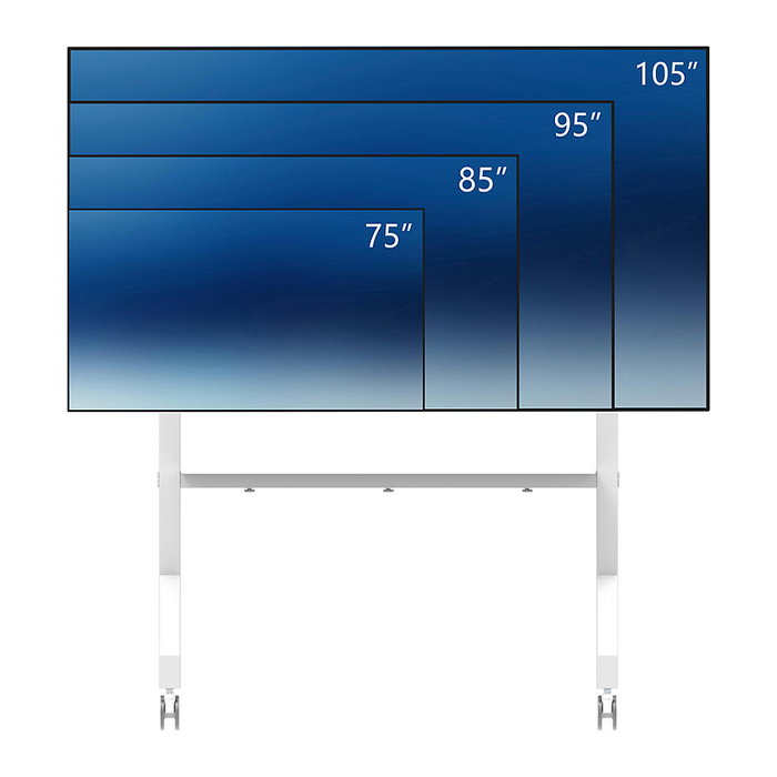 Neomounts FL50-575WH1 MOVE Go XL Rollwagen - Soporte/Carro TV Móvil con Ruedas para Pantallas de 65" a 115" (292 cm), Carga 125 kg, Color Blanco