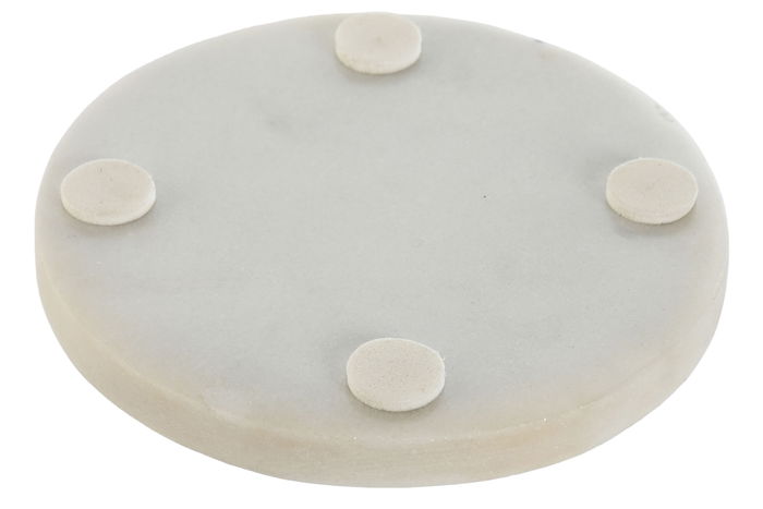 DKD Home Decor Posavasos Arabe Blanco Dorado Marmol Laton Set de 4 10 x 10 x 5 cm