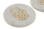 DKD Home Decor Set de 4 Posavasos Hamsa de Mármol y Latón Blanco y Dorado