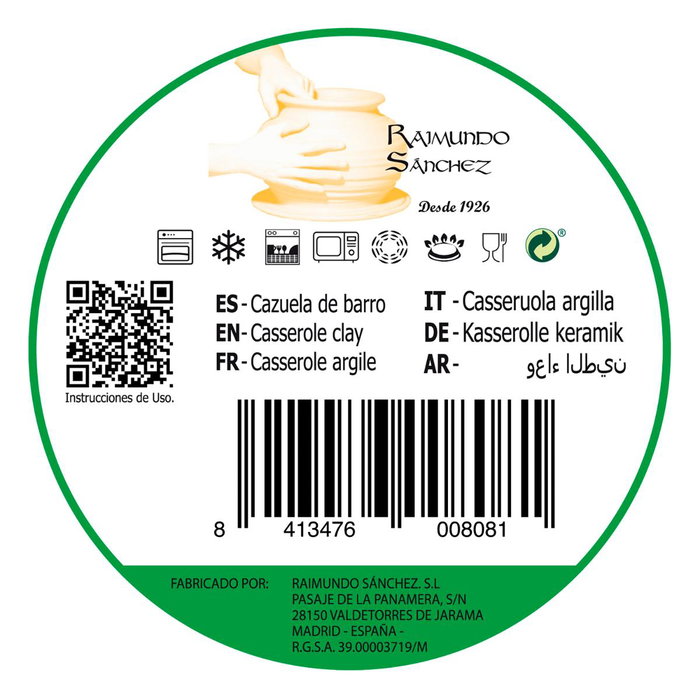 Cazuela Barro Asas Barro Profesional Raimundo 22 cm Cazuela Barro Asas Barro Profesional Raimundo 22 cm