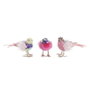 DKD Home Decor Set de 3 Figuras de Pájaro en Poliéster, Rosa y Fucsia