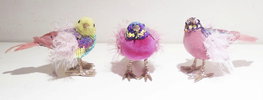 DKD Home Decor Set de 3 Figuras de Pájaro en Poliéster, Rosa y Fucsia
