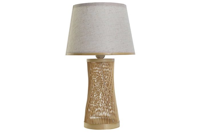 DKD Home Decor Lámpara Sobremesa Crudo Natural Bambú Poliéster 26 x 45 x 26 cm