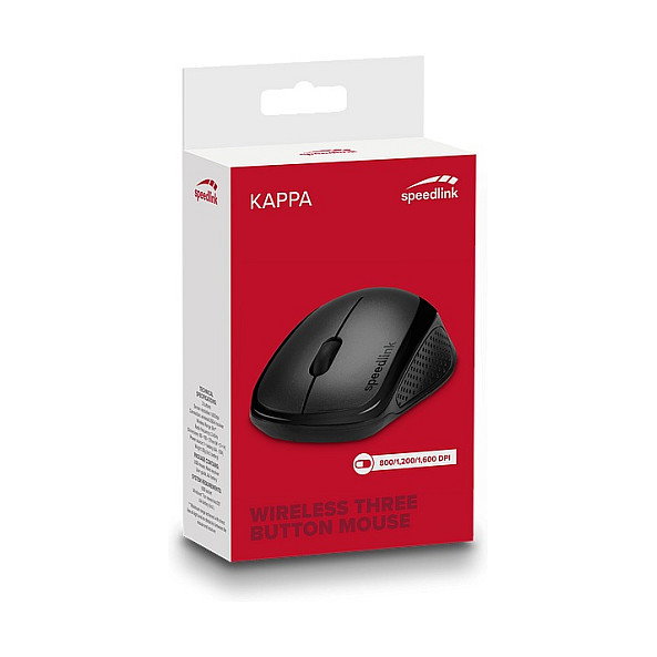 Speedlink KAPPA Ratón Inalámbrico Óptico para PC, 1600 DPI, Negro, Diseño Ergonómico para Mano Derecha, Incluye Nanorreceptor USB