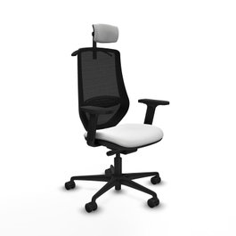PIQUERAS Y CRESPO Silla de oficina Mardos con mecanismo Sincro/Traslack, Tela Blanco y Malla Negro