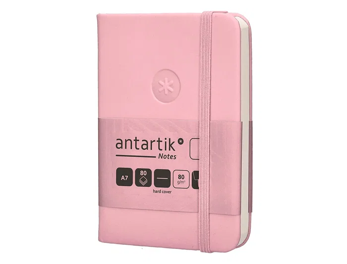 Antartik Cuaderno A7 Tapa Dura Rosa Pastel, Hojas Lisas, 80 Hojas, 80 gr FSC