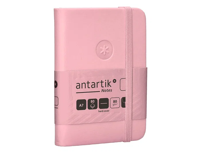 Antartik Cuaderno A7 Tapa Dura Rosa Pastel, Hojas Lisas, 80 Hojas, 80 gr FSC