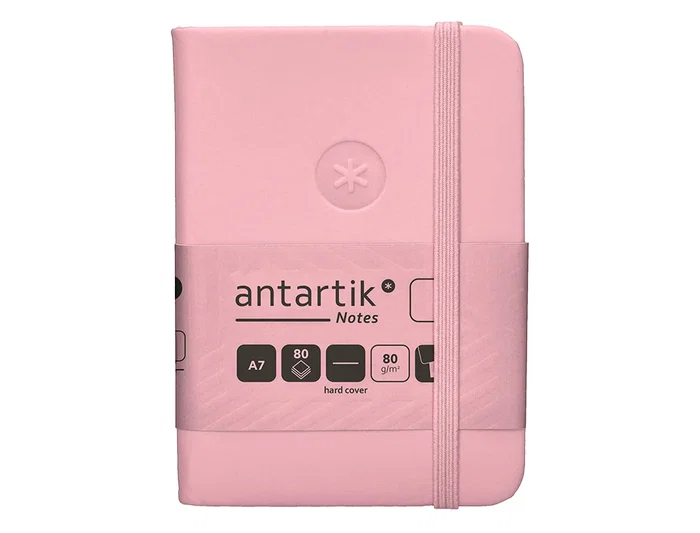 Antartik Cuaderno A7 Tapa Dura Rosa Pastel, Hojas Lisas, 80 Hojas, 80 gr FSC