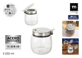 Inde La Mediterranea Azucarero de Vidrio con Tapa de Acero Inoxidable 250ml (24 Unidades)
