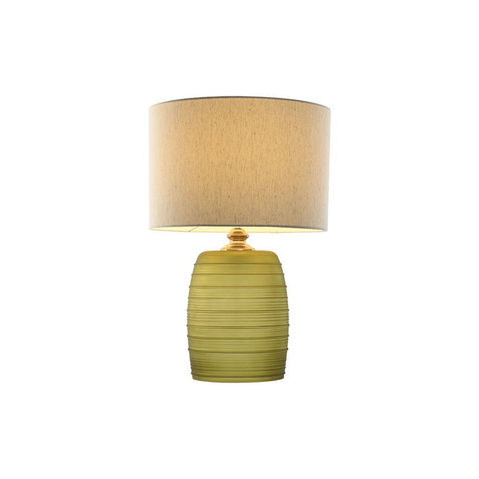 DKD Home Decor Lámpara de Sobremesa de Cristal y Lino Verde Musgo, Beige y Dorado 38x38x57 cm
