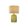 DKD Home Decor Lámpara de Sobremesa de Cristal y Lino Verde Musgo, Beige y Dorado 38x38x57 cm