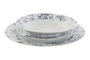 DKD Home Decor Set de Vajilla de Porcelana 18 Piezas Floral Azul