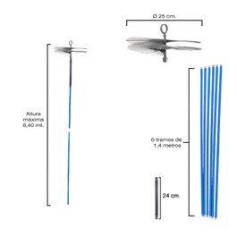 PAPILLON Kit Deshollinador con Cepillo de 250 mm y 8,4 Metros de Alcance