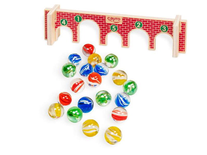 Cayro Marbles Metal Box - Juego de Canicas de Madera FSC con Bolsa de Tela - Edad 2+ años