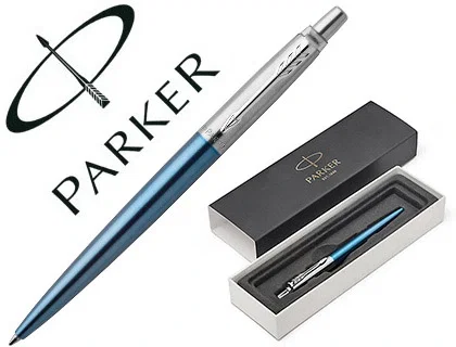 Parker Bolígrafo Jotter Waterloo Blue con Ribete Cromado y Tinta Azul Parker Bolígrafo Jotter Waterloo Blue con Ribete Cromado y Tinta Azul