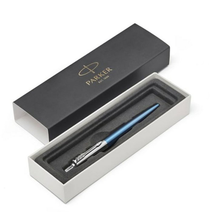Parker Bolígrafo Jotter Waterloo Blue con Ribete Cromado y Tinta Azul Parker Bolígrafo Jotter Waterloo Blue con Ribete Cromado y Tinta Azul