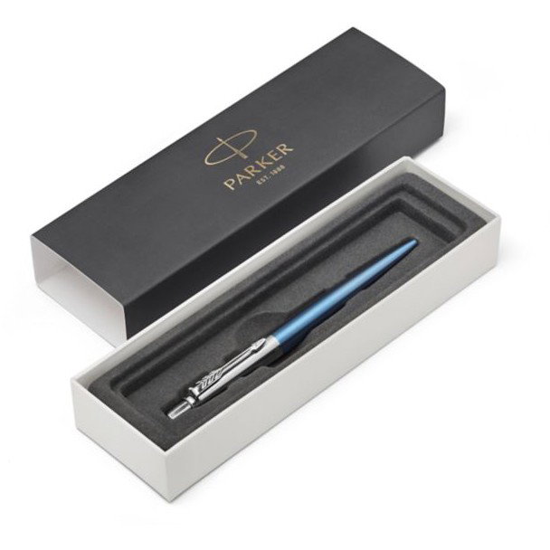 Parker Bolígrafo Jotter Waterloo Blue con Ribete Cromado y Tinta Azul Parker Bolígrafo Jotter Waterloo Blue con Ribete Cromado y Tinta Azul