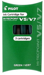 PILOT Recambio Roller V-5 Recargable Verde Set de 12