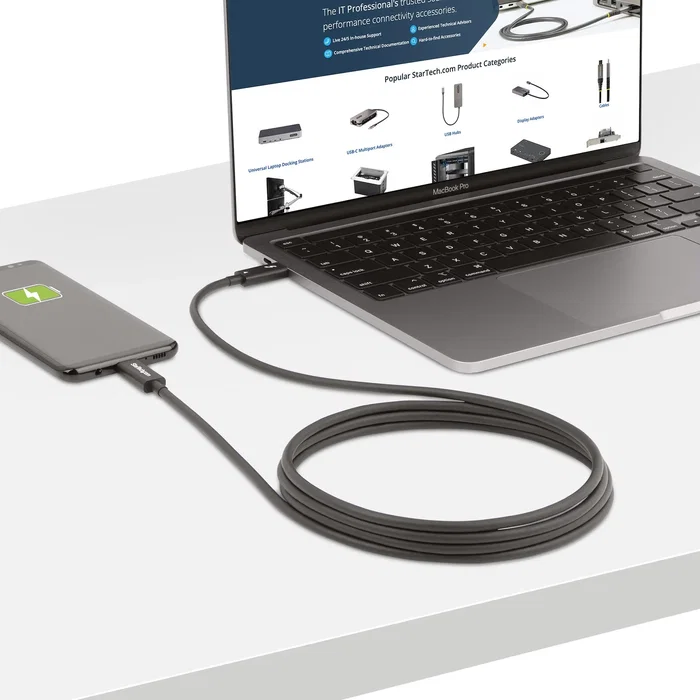 StarTech Cable Thunderbolt 4 Activo de 2m, 40Gbps, 100W PD, Negro