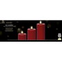 Lumineo Set de 3 Velas LED de Cera Rojas con Acabado Rústico