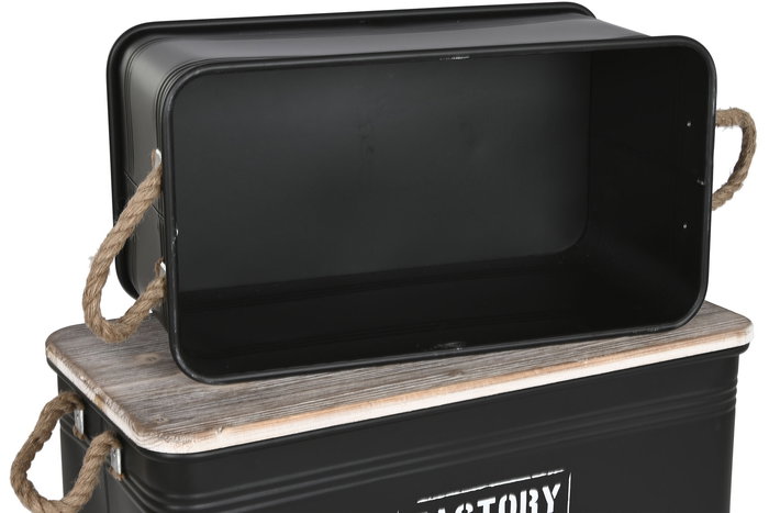 Baul Loft DKD Home Decor Negro Marron 35.5 x 35 x 68 cm Set de 3