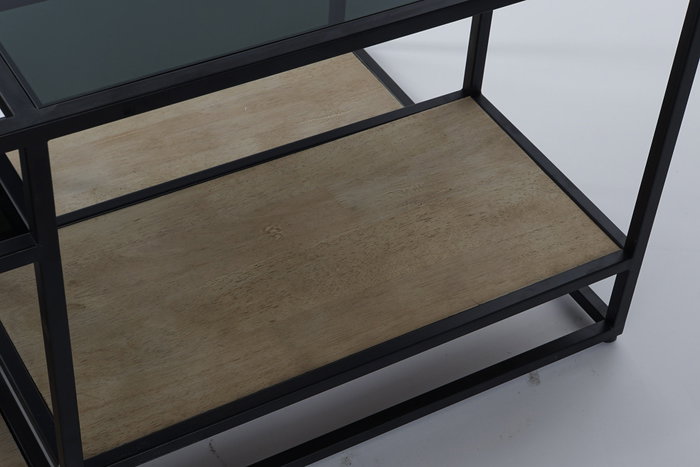 DKD Home Decor Mesa de Centro Metal Madera 120x60x50 Negro y Natural