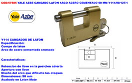 Yale Azbe Candado de Latón con Arco de Acero Cementado 90 mm Y114/90/127/1