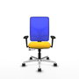 PIQUERAS Y CRESPO Silla de oficina Motilla con mecanismo Sincro/Traslack, Amarillo y Azul