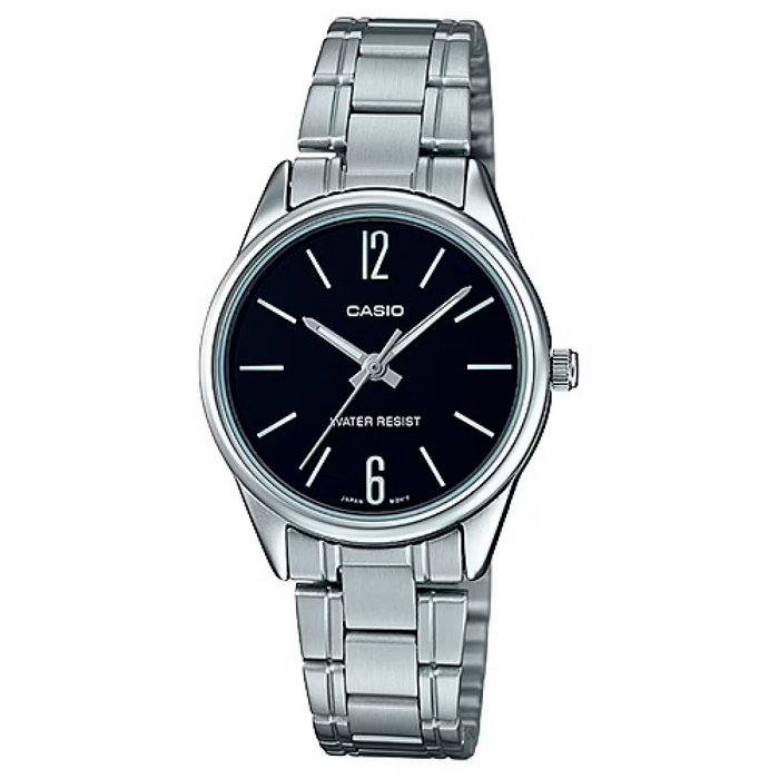 Casio LTP-V005D-1B con esfera negra y correa de acero inoxidable Casio LTP-V005D-1B con esfera negra y correa de acero inoxidable