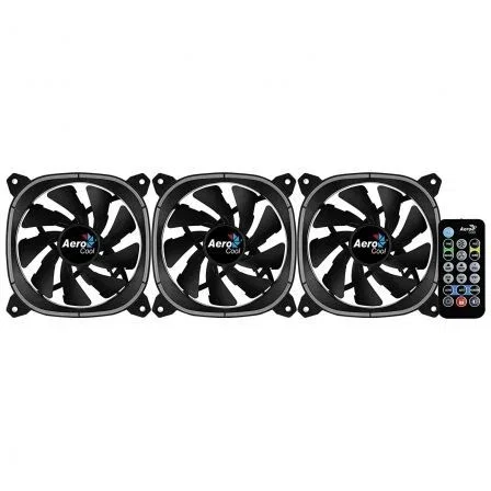 Aerocool ASTRO12PRO Astro 12 Pro Pack 3 Ventiladores 120mm RGB con Hub H66F, Control Remoto y ARGB compatible