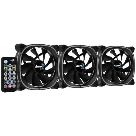Aerocool ASTRO12PRO Astro 12 Pro Pack 3 Ventiladores 120mm RGB con Hub H66F, Control Remoto y ARGB compatible