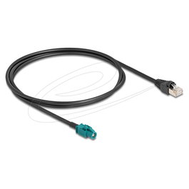 DeLOCK Cable Hembra HSD Z a Macho RJ-45 0.5 m (91371) - Negro, Contactos Chapados en Oro, Impedancia 100 Ω