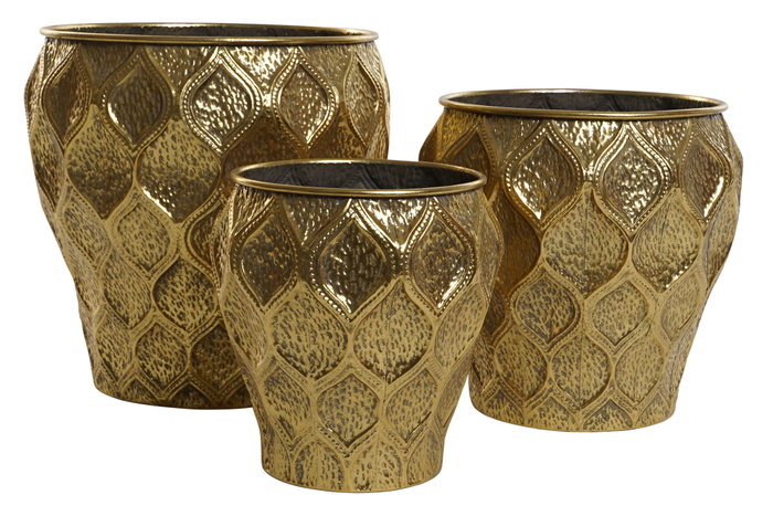 DKD Home Decor Macetero Moderno Dorado Metal Set de 3 41 x 41.5 x 41 cm