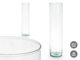 Giftdecor Jarrón Vidrio Reciclado Transparente Cilindro 12 cm x 50 cm (Set de 4)