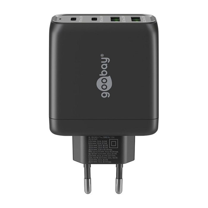 Goobay USB-C Multiport Cargador de red 68W GaN negro