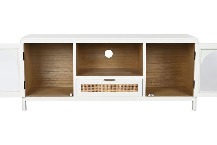 DKD Home Decor Mueble TV Scandi Blanco Natural 120 x 40 x 50 cm
