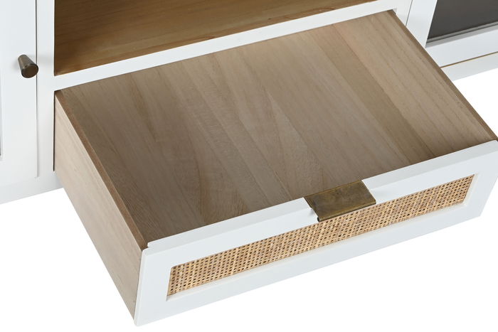 DKD Home Decor Mueble TV Scandi Blanco Natural 120 x 40 x 50 cm