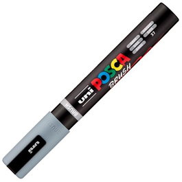 POSCA Marcador Brush PC-5BR Punta M Semiflexible Gris, 1-4 mm, para todas las superficies, base agua, secado rápido