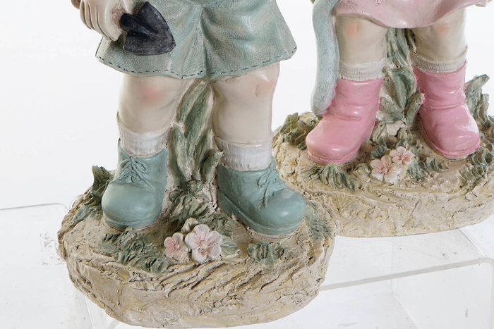 DKD Home Decor Figura Shabby Niño Azul Rosa Resina 15 x 41 x 18 cm (2 Unidades)