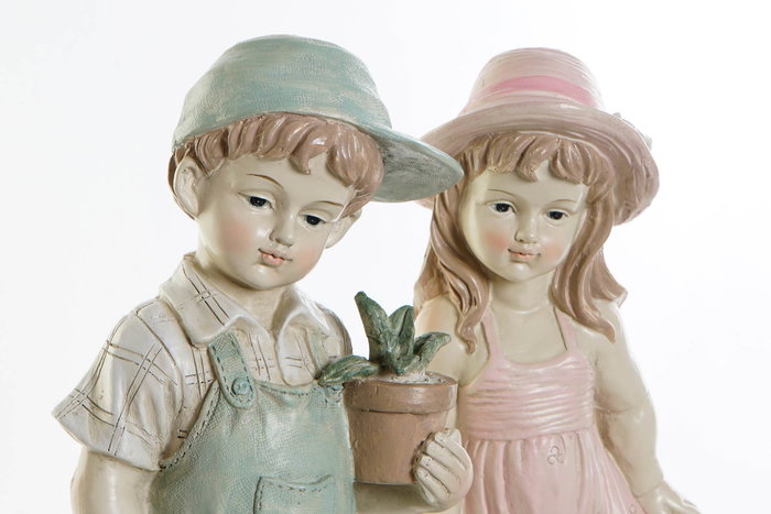 DKD Home Decor Figura Shabby Niño Azul Rosa Resina 15 x 41 x 18 cm (2 Unidades)
