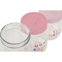 DKD Home Decor Set de 3 Botes de Cristal con Tapas PP Rosa y Lila