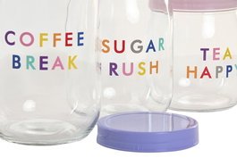 DKD Home Decor Bote Moderno Rosa Lila Set de 3 Piezas Cristal PP 11 x 20.3 x 11 cm