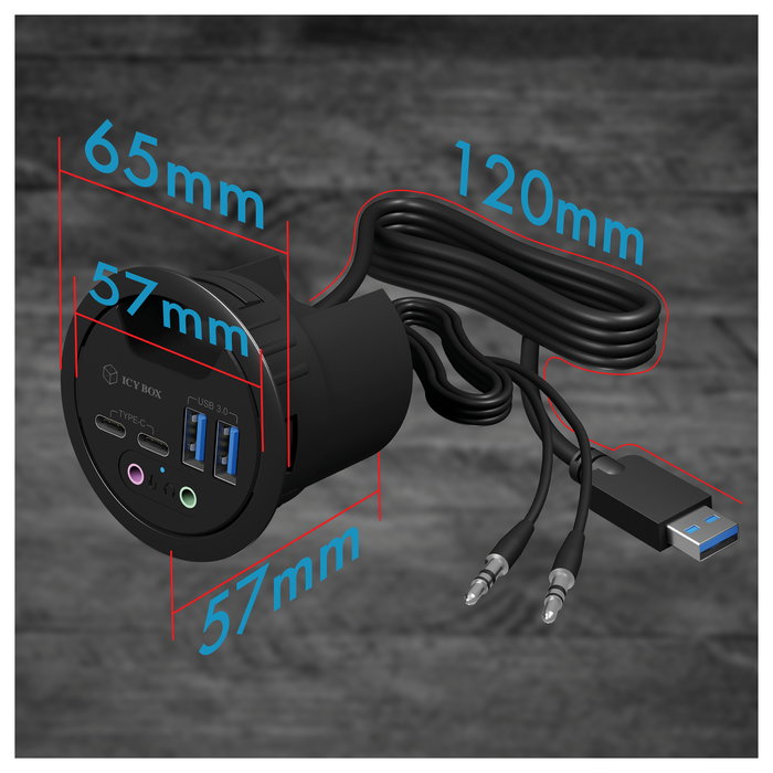 ICY BOX IB-HUB1403B Hub USB 3.0 de 4 Puertos para Montaje en Mesa