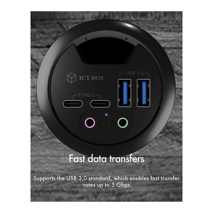 ICY BOX IB-HUB1403B Hub USB 3.0 de 4 Puertos para Montaje en Mesa