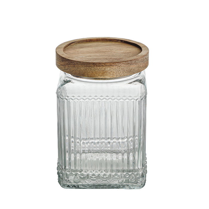 La Mediterranea Tarro de Vidrio Cuadrado con Tapa de Madera Lignes 0.75L (Pack de 24) SKU: B14JFA3SGC La Mediterranea Tarro de Vidrio Cuadrado con Tapa de Madera Lignes 0.75L (Pack de 24) SKU: B14JFA3SGC