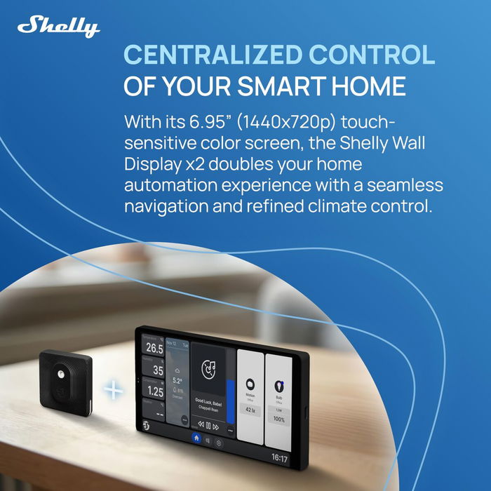 Panel de control Shelly WALL DISPLAY X2(BL)+BLUHT(BLK)
