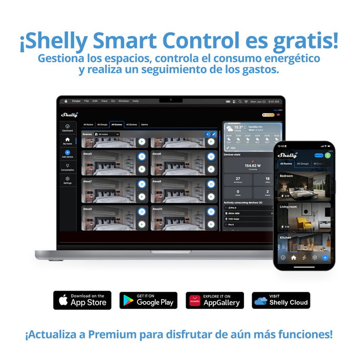 Panel de control Shelly WALL DISPLAY X2(BL)+BLUHT(BLK)