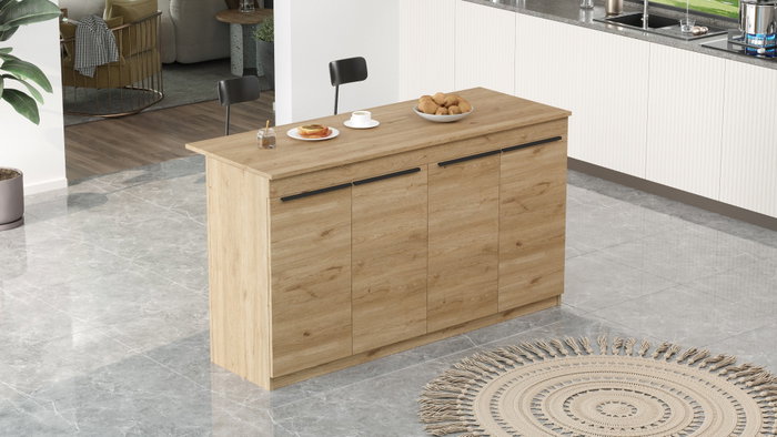 Hanah Home Mesa de Cocina OR1-S Roble Melamina 160x90x60 cm