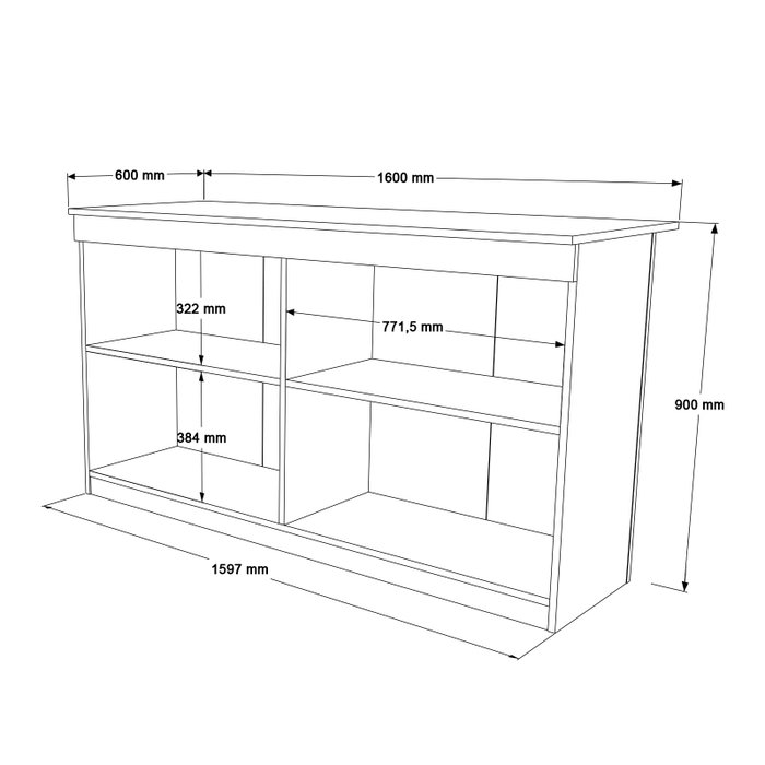 Hanah Home Mesa de Cocina OR1-S Roble Melamina 160x90x60 cm